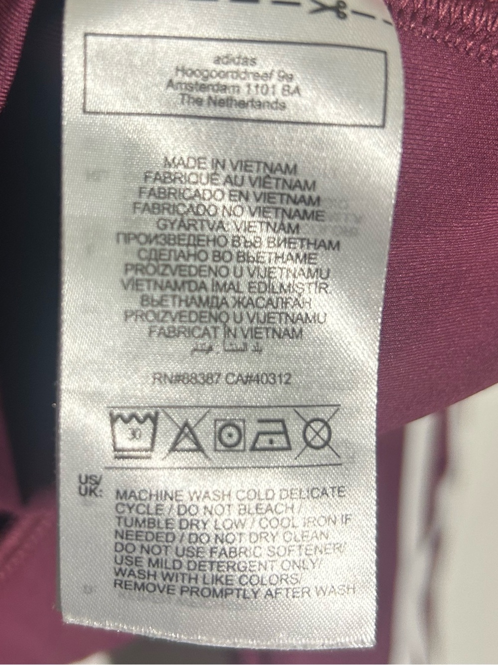Adidas Originals Adicolor Classics long-sleeve crop burgundy square neck Medium - Picture 9 of 14